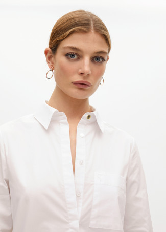 Camicia Popeline Oversize con Dettagli Bottoni