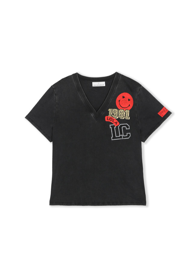 Faded short sleeve T-shirt with patches