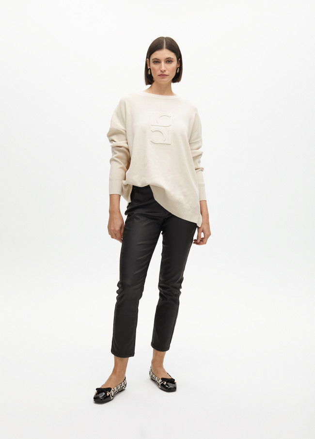 Maglione Girocollo con Logo in Rilievo