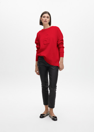 Maglione girocollo con logo in rilievo
