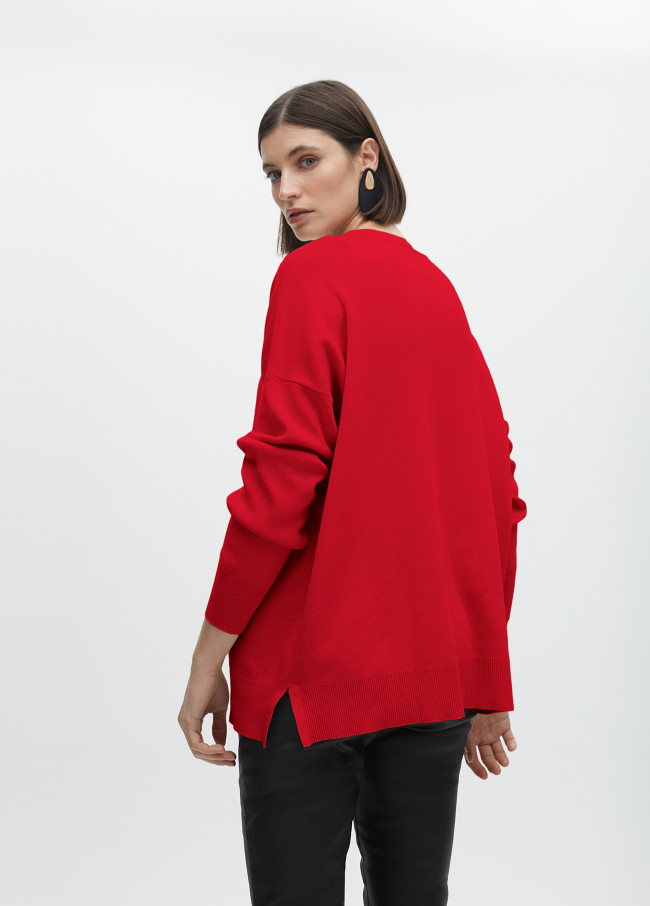Maglione girocollo con logo in rilievo