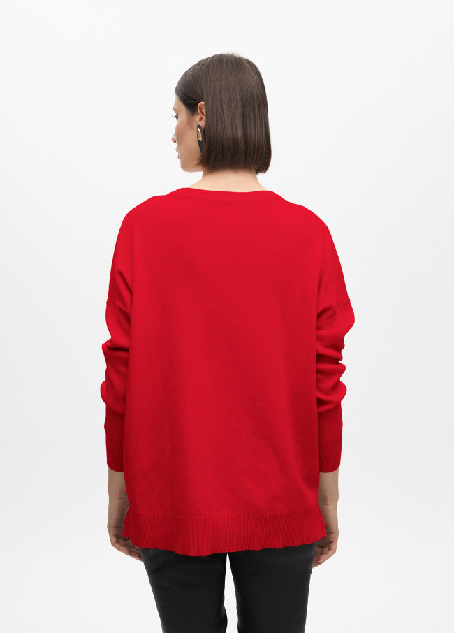 Maglione girocollo con logo in rilievo