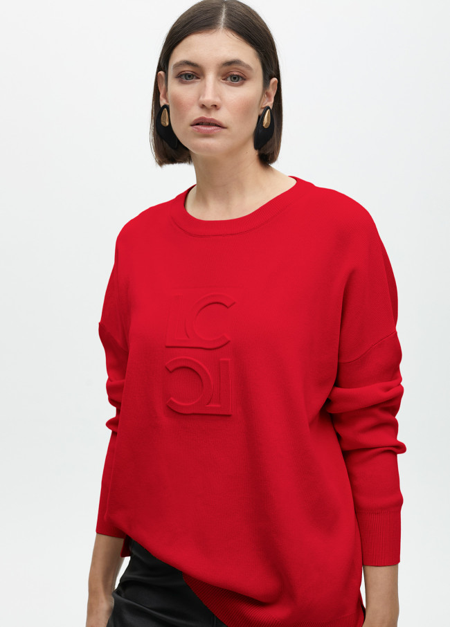 Maglione girocollo con logo in rilievo