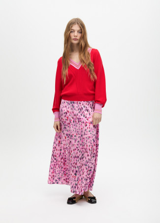 Maglione scollo a V con bordo a contrasto