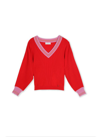 V-neck sweater with contrast trim