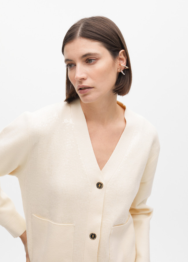 Cardigan punto detalle lentejuelas