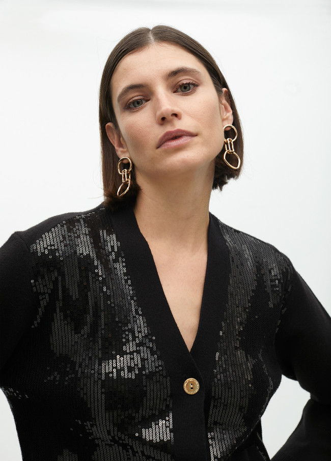 Knit cardigan with sequin details