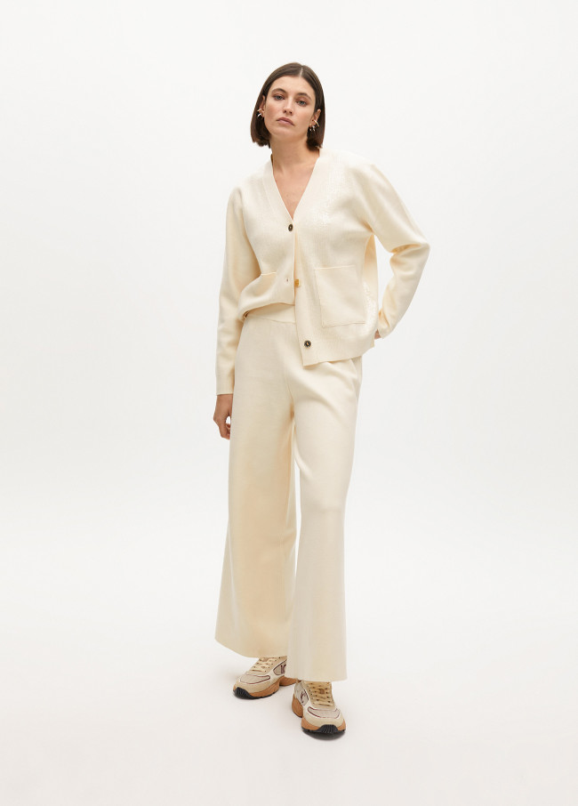 Knit trousers with side sequins