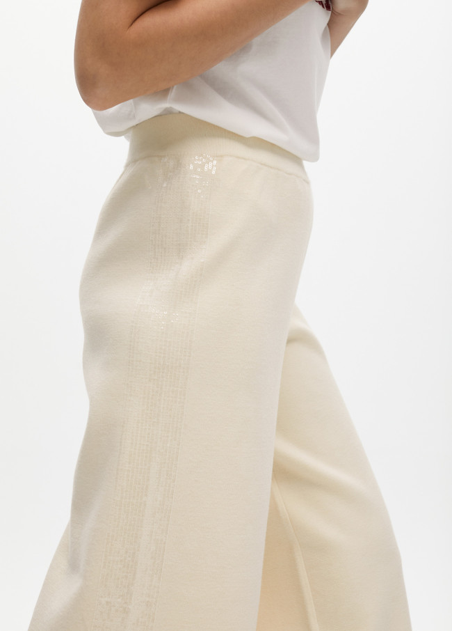Knit trousers with side sequins