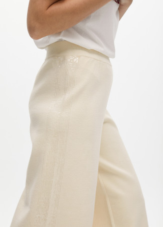 Knit trousers with side sequins
