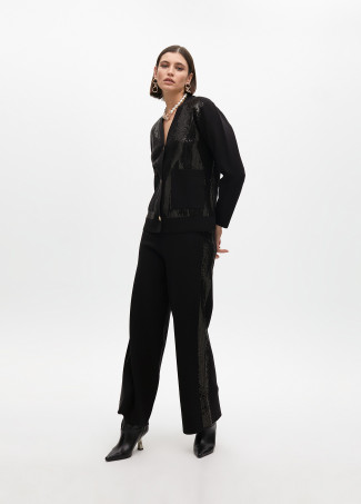 Knit trousers with side sequins