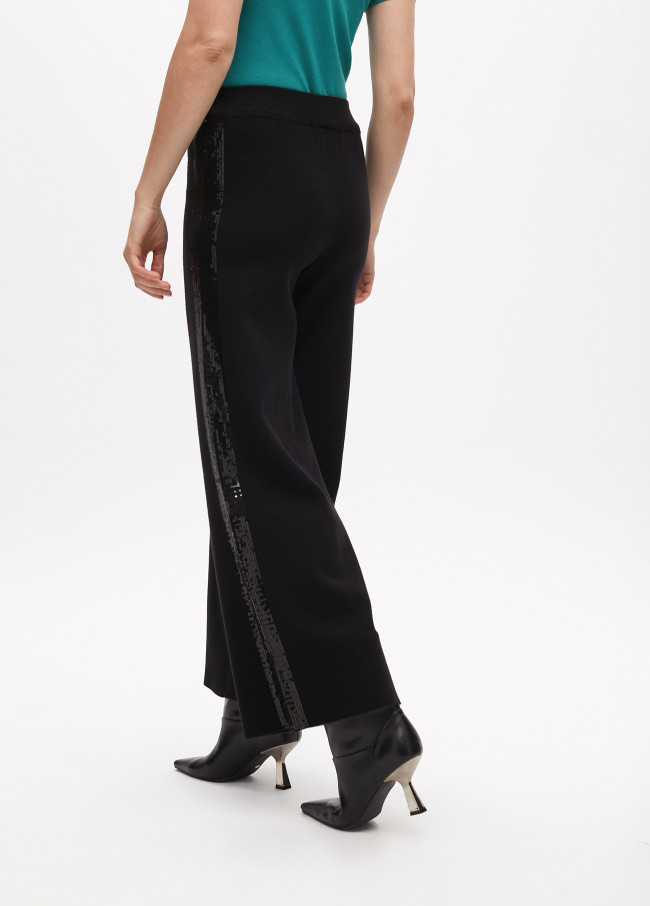 Knit trousers with side sequins