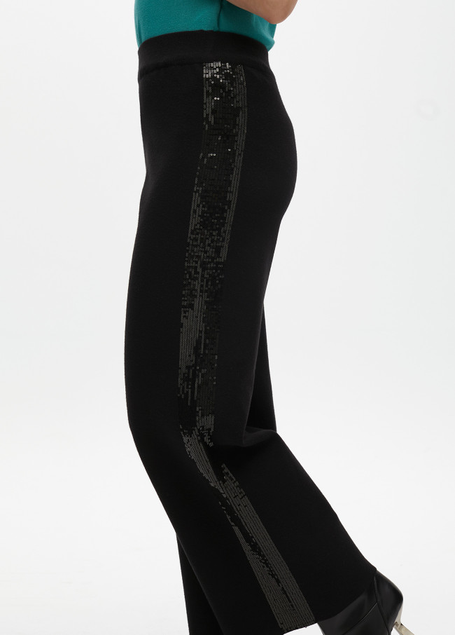 Knit trousers with side sequins