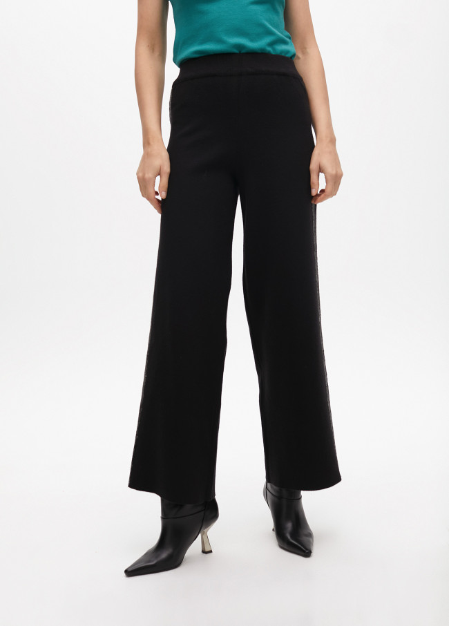 Knit trousers with side sequins