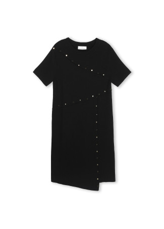Vestido Curto de Malha com Tachas