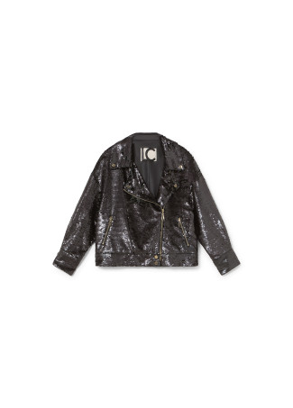 Sequinned biker jacket