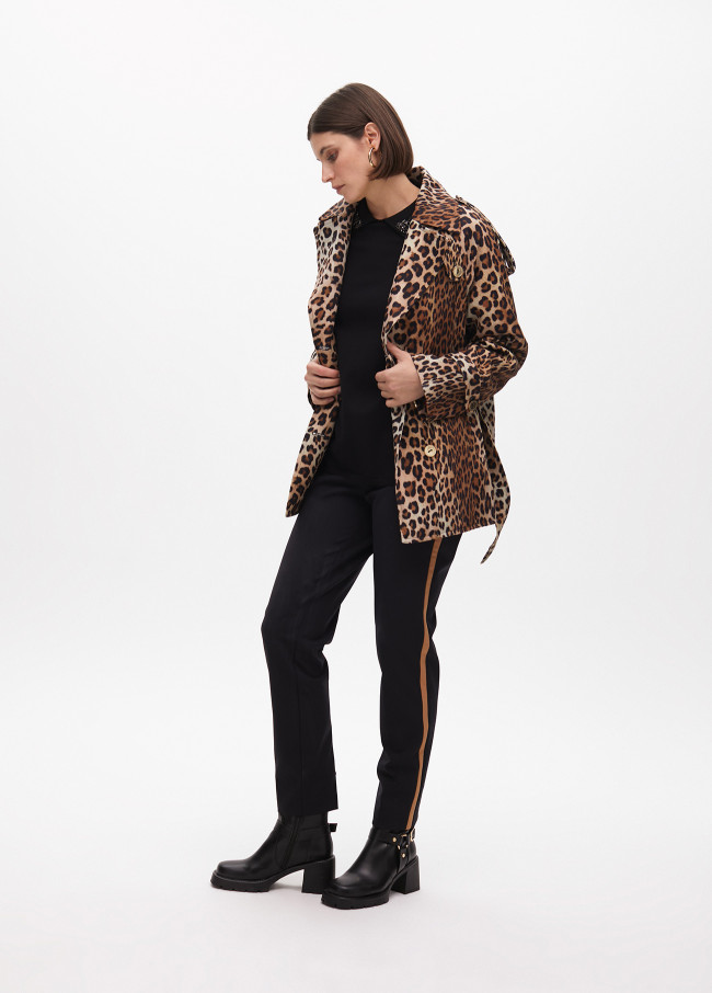 Short animal print trench-style...
