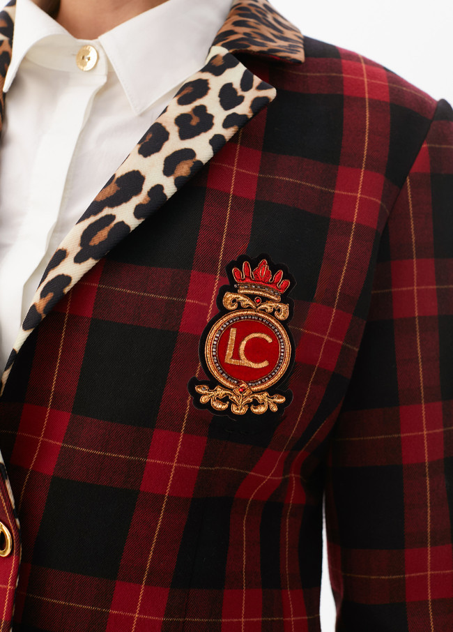 Blazer mit Tartan- und Animalprint