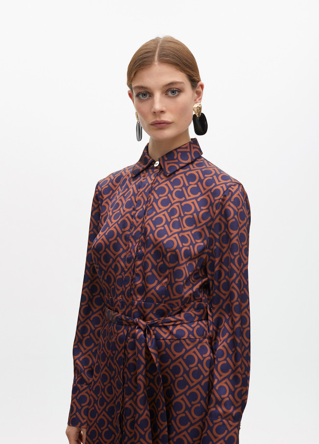 Logo print shirt dress