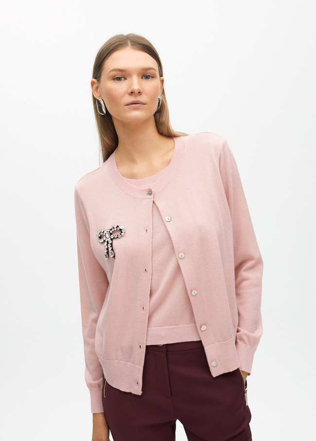 Cardigan Deux Pièces avec Bijou Nœud