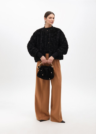 Drop sleeve sweater with eyelets