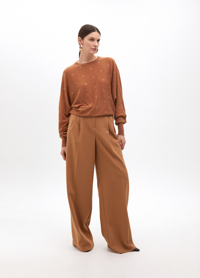 Pullover mit Ösen und Überschnittener Schulter