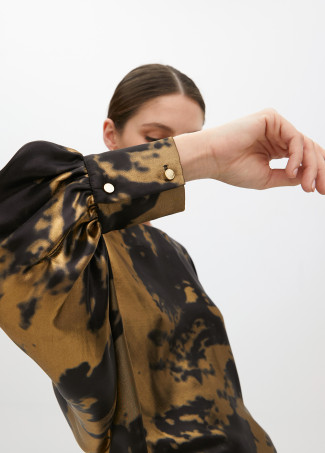 Blouse Imprimée à Manche Asymétrique