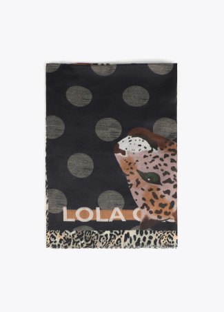Scarf with polka dots and tiger print