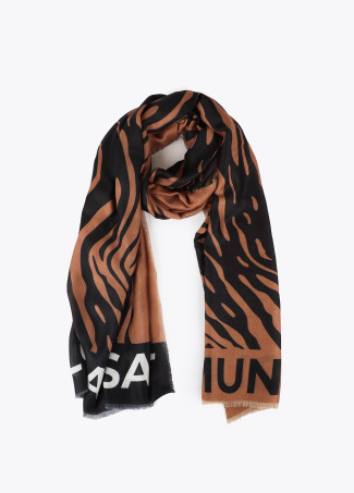 Scarf with zebra print and logo