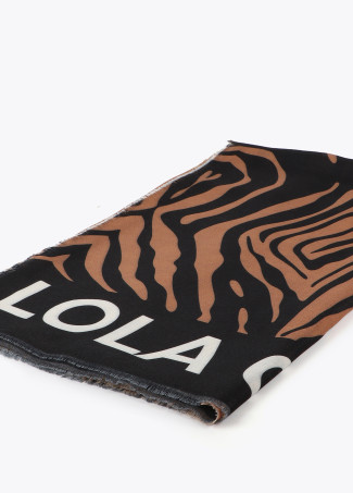 Scarf with zebra print and logo