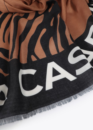 Scarf with zebra print and logo