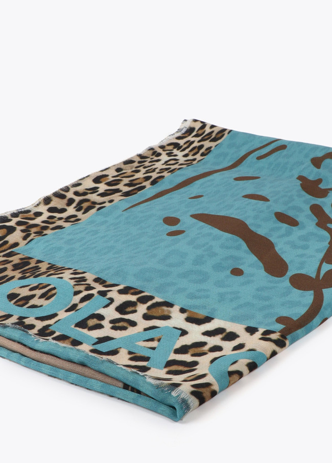 Scarf with tiger face print