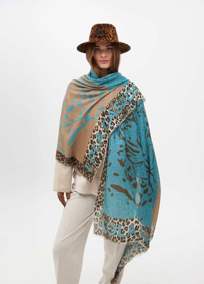 Foular estampado cara tigre doble invertida