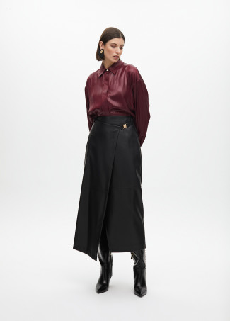Faux leather pencil skirt with side detail