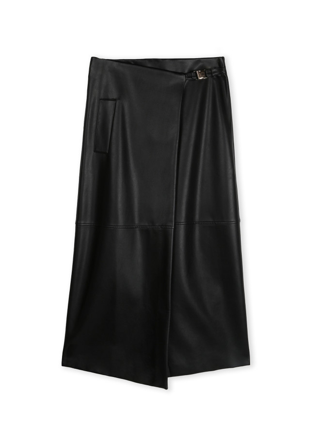 Faux leather pencil skirt with side detail