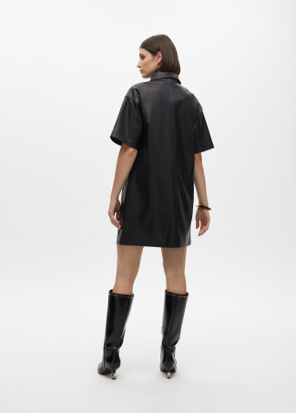 Straight faux leather mini dress