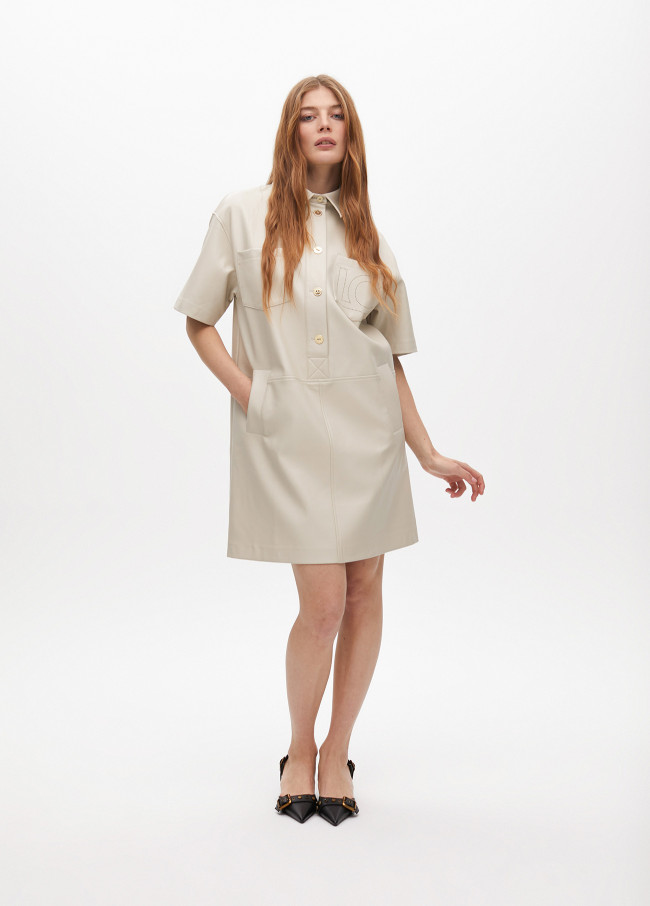 Straight faux leather mini dress