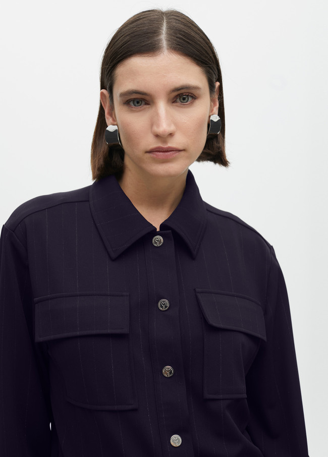 Chemise Rayée Lamé avec Poches