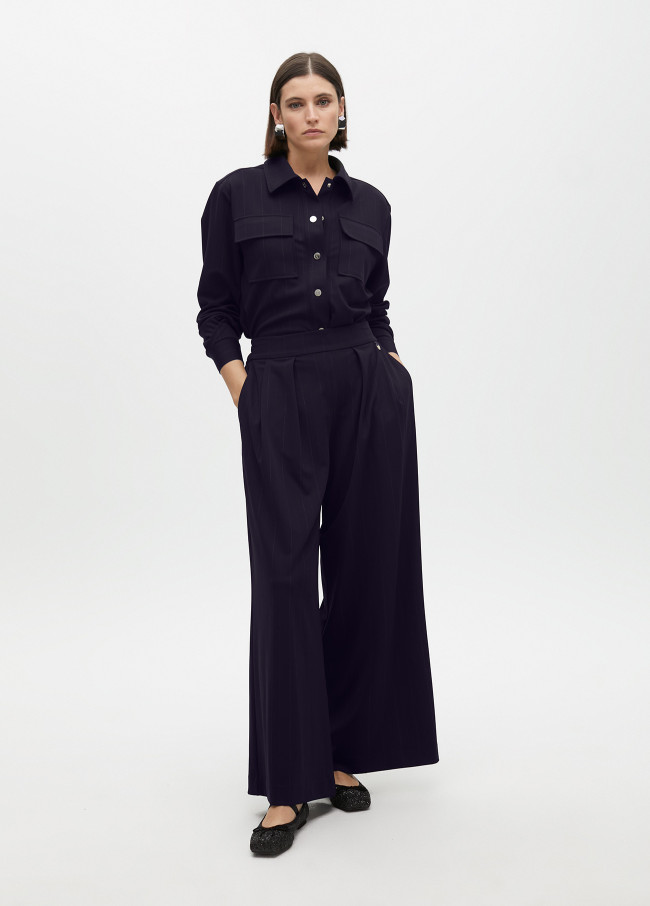 Chemise Rayée Lamé avec Poches