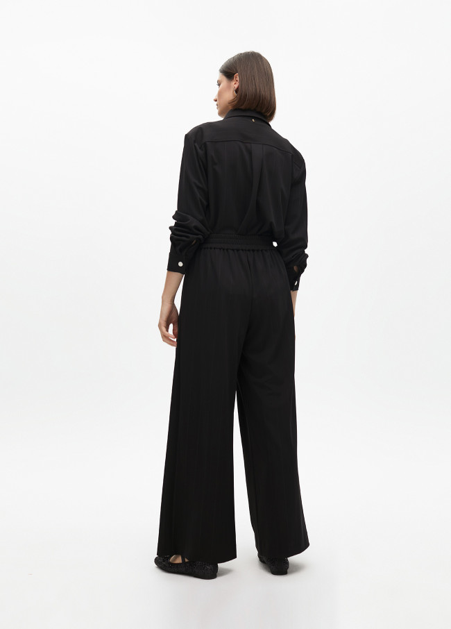 Pinstripe darted lamé trousers