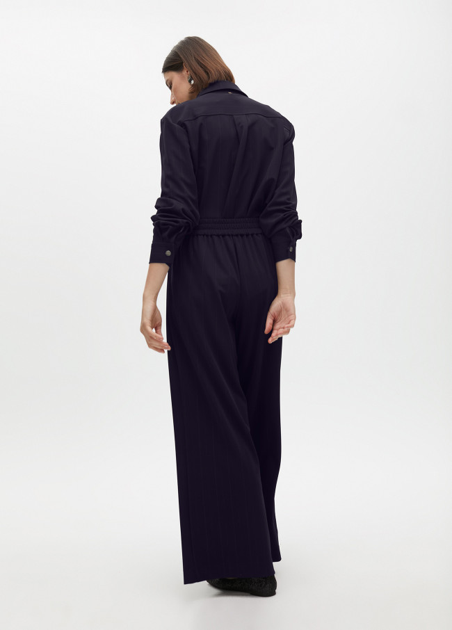 Pinstripe darted lamé trousers