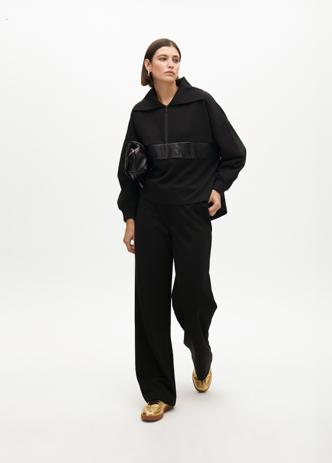 Sweatshirt with front pocket detail in faux...