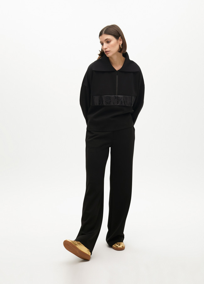 Sweatshirt with front pocket detail in faux...