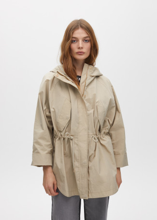 Oversized parka with adjustable waist