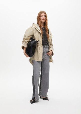 Oversized parka with adjustable waist