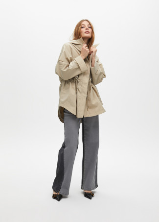 Oversized parka with adjustable waist