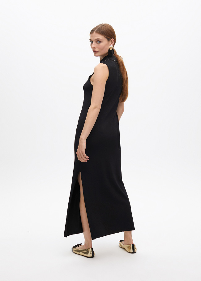 Vestido cuello halter lurex punto