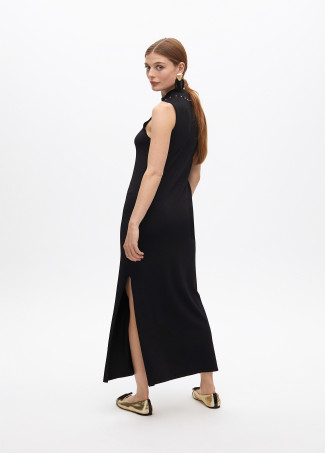 Vestido cuello halter lurex punto