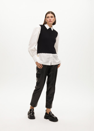 Kombinierter Pullover mit Popeline