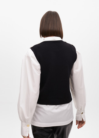 Kombinierter Pullover mit Popeline